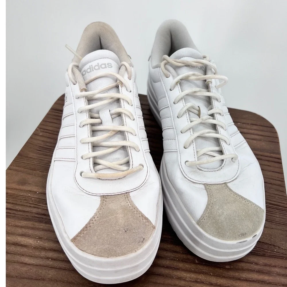 Adidas VL Court Bold White Wonder Quartz Platform Sneakers‎ Suede Size 9.5